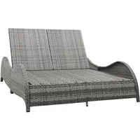 vidaXL Doppel-Sonnenliege mit Auflage Poly Rattan Anthrazit - Liegen aus hochwertigem Poly Rattan, ideal für entspannte Stunden im Garten oder auf der Terrasse, inklusive bequemer Auflage.
