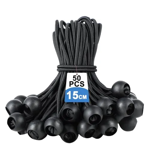50er Pack Spanngummis mit Kugel – Vielseitige Gummiseile für Zelte und Planen