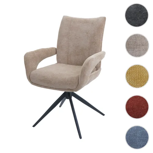 Mendler Esszimmerstuhl HWC-O78, Küchenstuhl Stuhl, drehbar Auto-Return, Stoff/Textil Chenille (310g/m˛) Öko- 139274