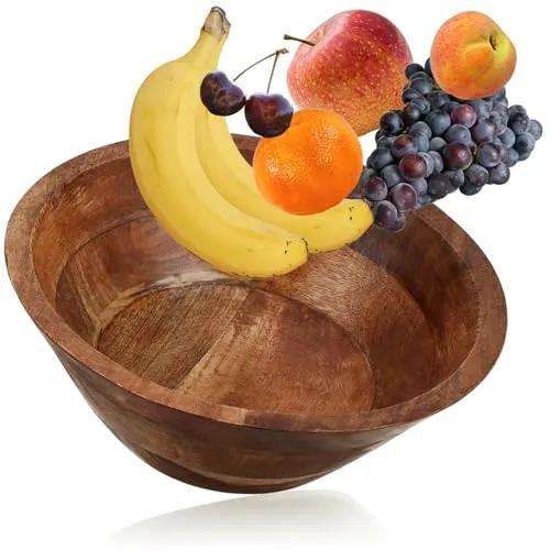 com-four® Deko-Schale aus Akazienholz - moderne Obstschale - rustikale Snackschüssel Ø 29 cm - konisch geformte Servierschüssel - natürliche Raumdekoration aus Holz - Salatschale