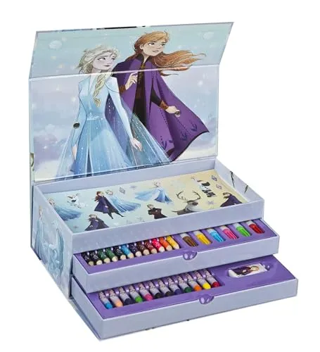 Undercover Frozen Malkoffer 44-teilig – Kreativset für Kinder - Vielseitiges 44-teiliges Malkoffer-Set mit Wachsmalern, Buntstiften, Postern und Stickern – ideal für kreative Stunden ab 3 Jahren. Praktische Schubladen sorgen für Ordnung und Mobilität.