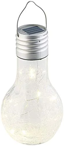 Lunartec Kabellose Glühbirne: Deko-LED-Glühbirne im Crackle-Glas-Design, Solar und Dämmerungs-Sensor (Solarlampe, Solar-Lampen in Glühbirnenform, Leuchte)