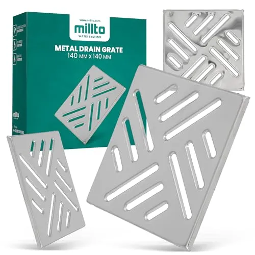 Edelstahl Abdeckung Bodenablauf für Duschablauf 140 x 140 mm Metall Für den Innen- und Außeneinsatz Bodenablaufabdeckung Quadratischer Metallablaufrost