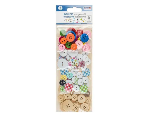 Glorex Bastel-Armband GLOREX Knopf Set mehrfarbig 72 Teile