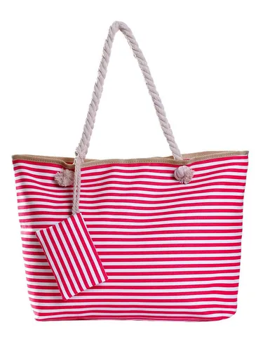 DonDon XXL Strandtasche mit Reißverschluss - Praktische Badetasche für Strand und Meer - Damen-Shopper mit großem Platzangebot (58 x 38 x 18 cm) und reißfester Baumwolle. Ideal für stressfreie Strandtage mit sicherem Stauraum durch Reißverschluss und Mini Tasche.