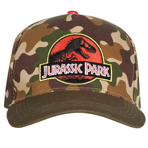 Jurassic Park Baseball Cap Classic Logo - Camo Dinosaurier T-Rex - Hüte & Mützen, coole Snapback-Kappe mit Jurassic Park Logo Patch und einzigartigem Camouflage-Muster für echte Filmfans.