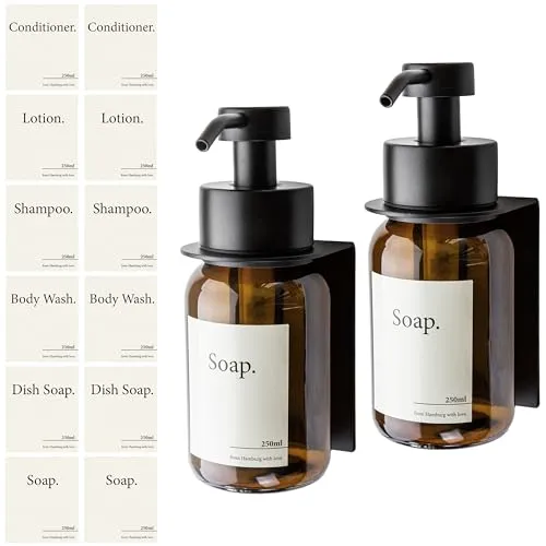 Designfabrik Hamburg Glas Seifenspender mit Wandhalterung - Seifenspender aus Glas und Edelstahl, nachhaltig und nachfüllbar, ideal für Bad oder Küche – platzsparend und modern im Design.