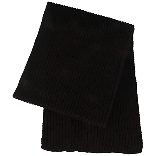 Breiter Schal Herren, Strickschal aus Wolle (Merino), 20 cm 180 cm Länge Schwarz