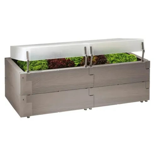 Gardenstar Hochbeet Woody Set mit 2 Thermohauben, 130 x 60 x 52 cm - Hochbeet mit 2 Thermohauben für optimale Wachstumsbedingungen, ideal für Gartenliebhaber und Selbstversorger.