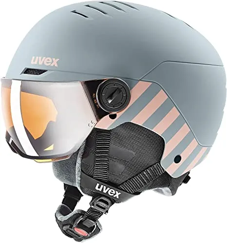 uvex rocket jr visor - robuster Skihelm für Kinder - Skihelme & Snowboardhelme mit Filterkategorie 2, optimaler Schutz und Komfort für junge Skifahrer in jedem Terrain.