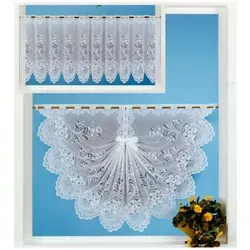 heimtexland Scheibengardine Blumen Gardine gebogt I vielseitige Deko-Varianten (1 St), Stangendurchzug, halbtransparent, Jacquard, Bistrogardine I Muschelbogen I Schwalbenschwanz I weiß weiß 170 cm x 52 cm