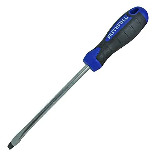 Faithfull Flared Screwdriver, Soft-Grip Handle, Chrome Vanadium Steel Blade with Magnetic Tip - 8mm x 150mm