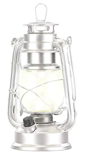 Lunartec Sturmlaterne LED: Dimmbare LED-Sturmlampe, Batterie, 200 lm, 3W, tageslichtweiß, silbern (Laterne, Sturmlaternen mit Batterie, Taschenlampen)