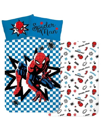 MARVEL Kinderbettwäsche Bettwäsche Spiderman Karo, 1 teilig