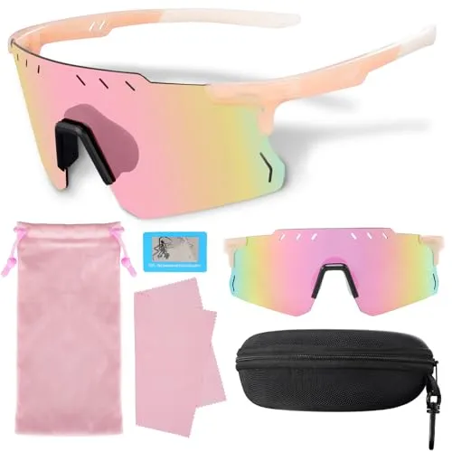 Uilfsur Schnelle Brille Rave Sonnenbrille Damen Polarisiert,Fahrradbrille Sunglasses Damen UV400,Sportbrillen für Outdoor-Aktivitäten wie Reiten Skifahren Angeln Laufen Reisen usw