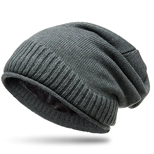 Caspar MU180 Dicke warme Beanie Mütze Uni Gefüttert, grau, One Size - Klassische Beanie für optimalen Tragekomfort. Mit kuschelweichem Teddy Fleece Innenfutter und robustem Strick. Ideal für die kalte Jahreszeit - Unisex-Design von Caspar Fashion.