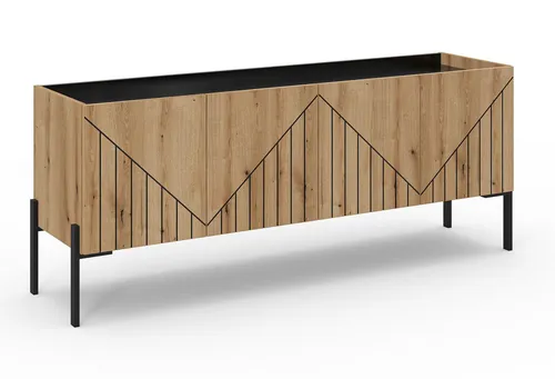 furnling Lowboard Nevo (1 St), 4 Fächer, 4 Türen, mit eingefrästem Design, Softclose, Breite 153 cm