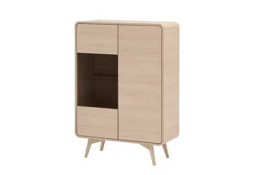 Möbel Stellbrink Vitrine Torsby - Eiche Natur - Elegante Vitrine Torsby aus Eiche Natur, griffloses Design mit zwei Türen und Glaseinsatz. Ideal zur stilvollen Präsentation Ihrer Lieblingsstücke. Maße: 90x130x39 cm, zerlegt geliefert mit einfacher Aufbauanleitung.