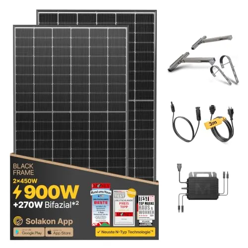 Solakon 900W Balkonkraftwerk mit Halterung