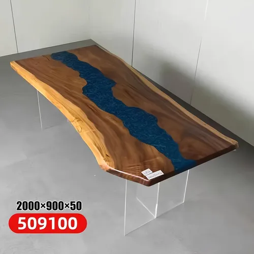 Esstisch Meer Wasser River – Echtholz Flusstisch 200x90 cm mit Epoxidharz - Moderner Esstisch aus echtem Holz mit einzigartigem Epoxidharz-Design. Ideal für bis zu 8 Personen, perfekt für stilvolle Esszimmer. Maße: 200 x 90 cm, einfache Montage.