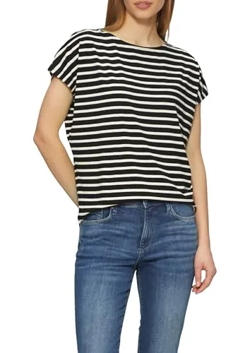 Schwarzes Viskosestretch T-Shirt im Relaxed Fit - Größe 42 - T-Shirts für Damen, lässige Passform mit überschnittenen Schultern aus weichem Jersey für hohen Tragekomfort.