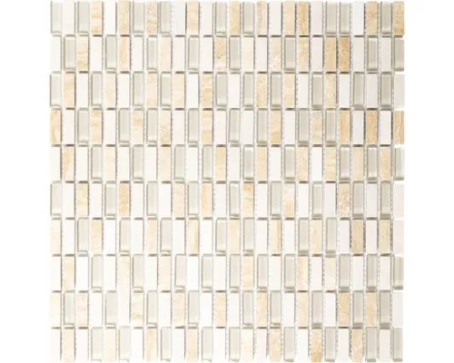 Glasmosaik mit Naturstein mix beige 31,3x31,8 cm in beige von Weitere