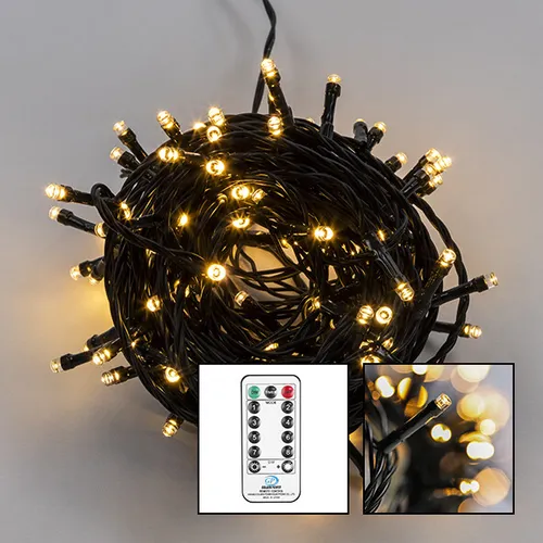 Lichterkette mit 120 warmweiße LEDs mit Fernbedienung Dimmer Timer innen / außen