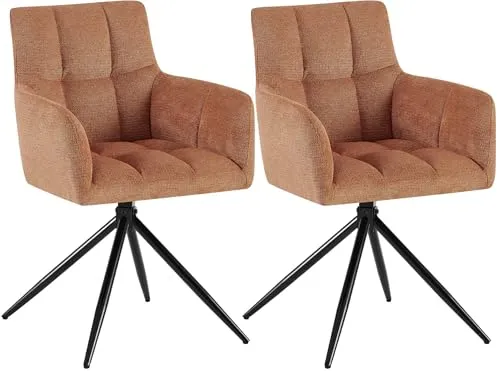 CLP Esszimmerstühle 2er Set Jonah, drehbar und modern in orange von CLP