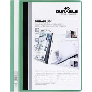 DURABLE 2579 05 Angebotshefter Duraplus - strapazierfähige Folie, DIN A4, überbreiter Schnellhefter für Prospekthüllen und optimale Organisation