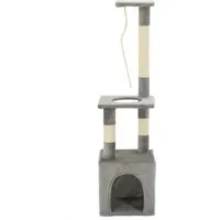 vidaXL Katzen-Kratzbaum 109 cm Grau mit Sisal-Kratzsäulen - Kratzbaum für Katzen mit robustem Design, ideal zum Krallenschärfen und Spielen. Ausgestattet mit Kletterseil und gemütlichem Häuschen für stundenlangen Spielspaß.