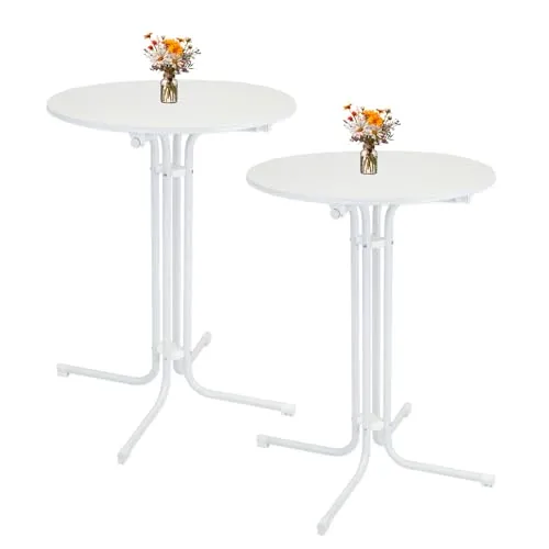 TRUTZHOLM 2X Klappbarer Stehtisch Ø 80 cm in weiß von Trutzholm