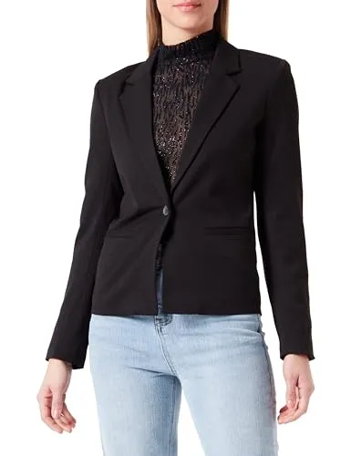 Object Kurzblazer Lisa - Eleganter 1-tlg. Blazer in Schwarz - Kurzblazer aus 50% recyceltem Polyester, ideal für nachhaltige Modebewusste. Normale Passform mit weiterem Kragen und eleganter Optik.