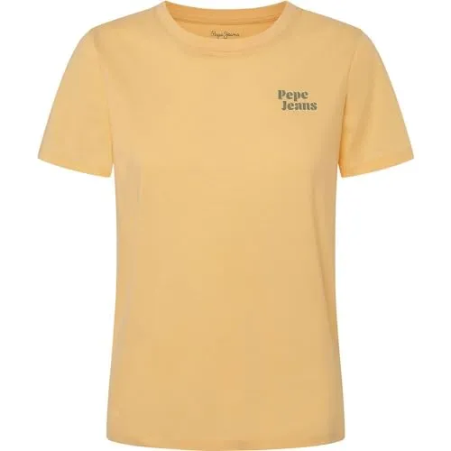 Pepe Jeans Damen Effie T-Shirt - Cornish Yellow, M - T-Shirt für Damen mit normaler Passform und abgerundetem Halsausschnitt, ideal für einen lässigen Look im Alltag.