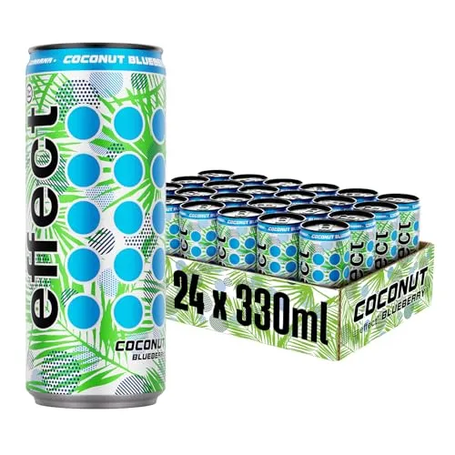 effect Energy Drink COCONUT BLUEBERRY – 24 Dosen - Energy Drinks: Tropischer Kokosnuss-Blaubeer-Geschmack, vegan und voller B-Vitamine für frische Energie und einen sofortigen Energieschub.
