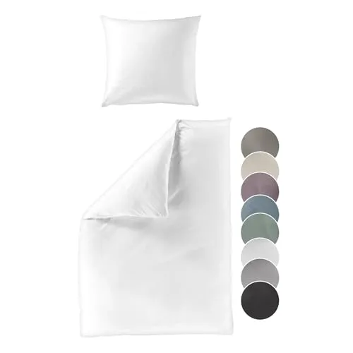 liebling Satin Bettwäsche weiß, 155 x 220 cm + 80 x 80 cm Kissenbezug - Bettwäsche-Set aus 100% seidig weicher Baumwolle, fusselfrei und formstabil. Pflegeleicht bis 60 Grad und mit kindersicherem Reißverschluss für einfachen Bezug. Ideal für höchsten Schlafkomfort!
