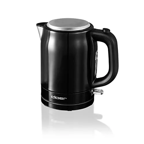 Cloer 4510 Wasserkocher Edelstahl 2200 W - Wasserkocher mit 1 Liter Kapazität, Trockengeh- und Überhitzungsschutz für sicheres Kochen. Ideal für schnellen Wasserkochen in modernen Küchen.