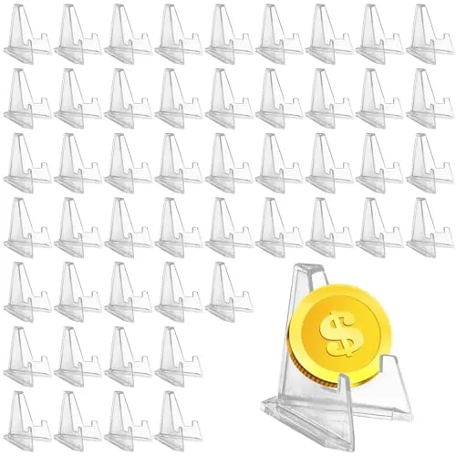 Stück Acryl Kartenständer: 57MM Transparent Acryl ständer, Coin holder Aufsteller Ständer Verstellbar, Kartenständer für Karten Kunststoff Staffeleien, zum Anzeigen Münzen, Taschenuhren, Medaillen 50