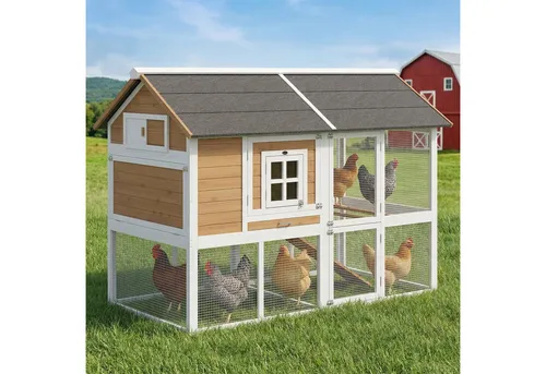 PawHut Hühnerstall mit Auslauf für 4 Hühner – 200 x 104 x 145 cm, wetterfest und praktisch