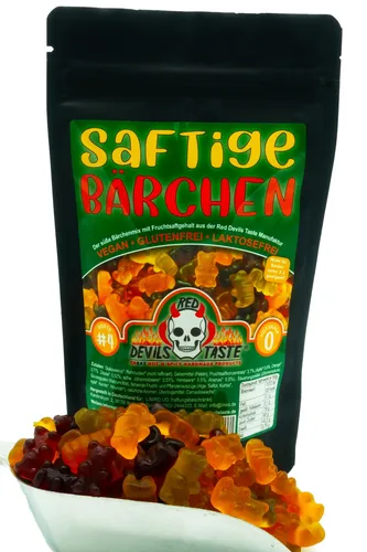 Saftige Bärchen – veganer Fruchtgummi ohne Gelatine – 200 g – Hotskala 0 Frucht