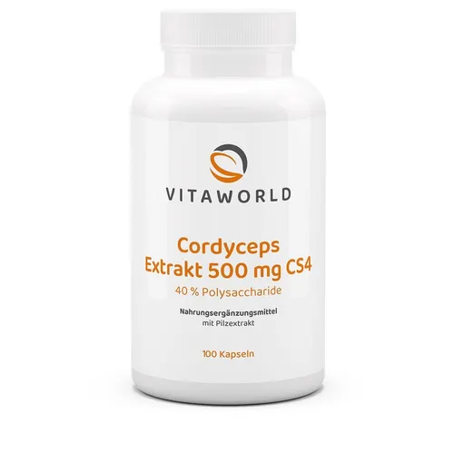 Vita World Premium Cordyceps Extrakt 500mg CS4-40% Polysaccharide 100Kaps Vegan