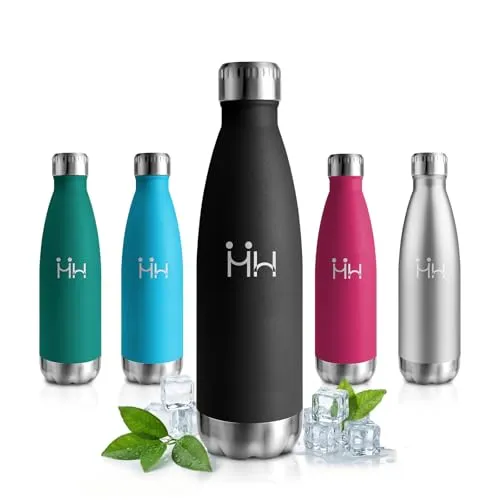 Isolierflasche 500ml, Trinkflasche Edelstahl BPA-frei, Thermosflasche Auslaufsicher, Trinkflasche Auslaufsicher, Kohlensäure Geeignet für Schule, Fitness, Gym, Erwachsene, Büro, Sprudel, Camping