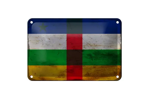 Blechschild Flagge Zentralafrikanische Republik 18x12 cm RO Deko Schild