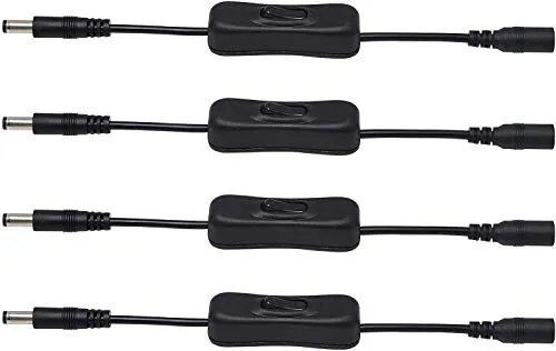 PNGKNYOCN DC 5,5 x 2,5mm Verlängerungskabel DC/Gleichstrom EIN/Aus-Schalterkabel von Stecker zu Buchse,für LED-CCTV-Überwachungskamera (4-Pack)