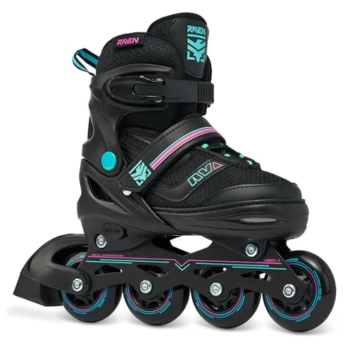 RAVEN Inline Skates Inliner für Kinder und Erwachsene OPTIONAL 2in1 mit Schlittschuhen verstellbar (Drill Mint/Pink ohne Kufen, 34-37 (21,5cm-24cm))