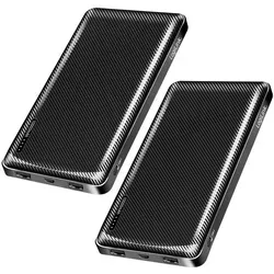 LogiLink Mobile Powerbank 10.000 mAh schwarz, 10000 mAh, 12 W, Schwarz, 2er Set - Schwarz