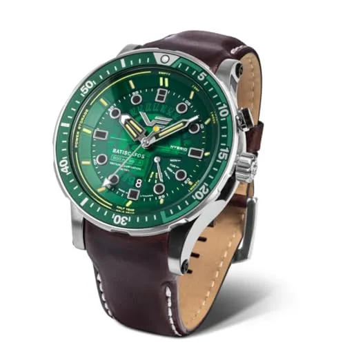 Batiscafos Taucheruhr, Grün, Edelstahl 316L, wasserdicht 300 m, Glas K1, grün, Sportlich