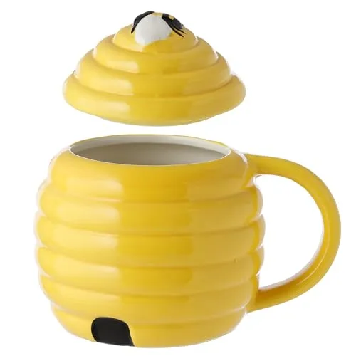 Puckator Bienenstock geformte Tasse aus Keramik mit Deckel