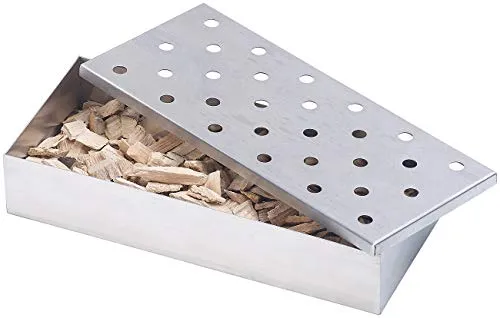 Rosenstein & Söhne Räucherbox Kohlegrill: Räucherbox aus rostfreiem Edelstahl, für Gas- und Holzkohlegrills (Kugelgrill, Räucherdose, Holzkohlegrill)