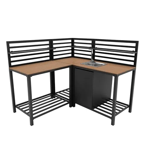 3-teiliges Outdoor Küchen Set mit Spüle und Ablagen