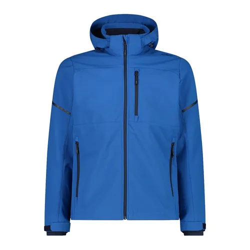 CMP MAN Jacket Zip Hood zaffiro (L822) 48 - Herren Ripstop-Jacke mit abnehmbarer Kapuze, wasserdicht (7000 mm) und atmungsaktiv (3000 g/m²/24h), ideal für windige und regnerische Tage.